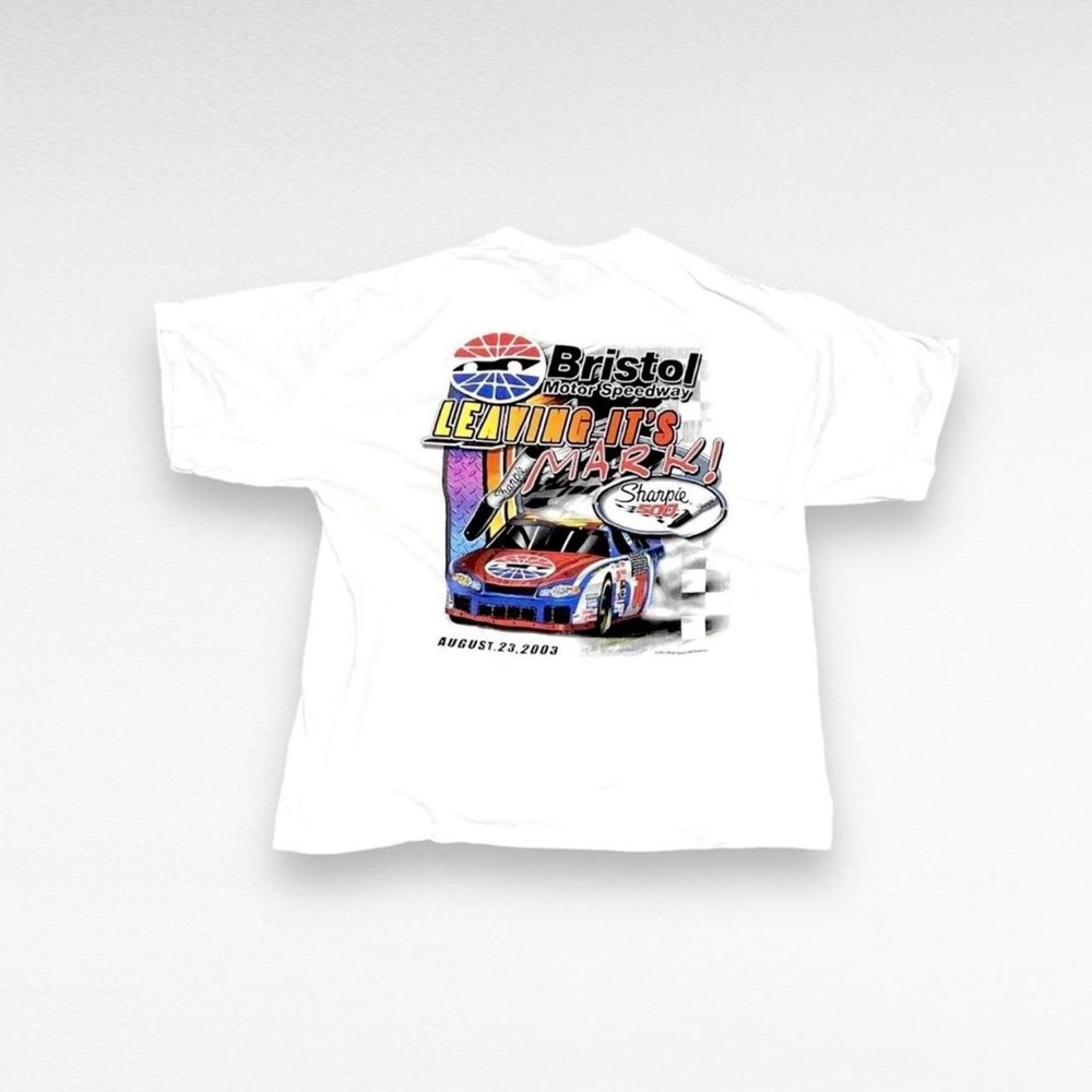 Rare Vintage Y2K Nascar x Sharpie White Double Sided Tee Mens 2XL